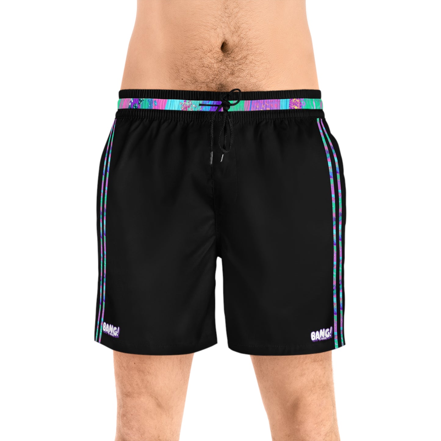 Black Retro Swim Trunks